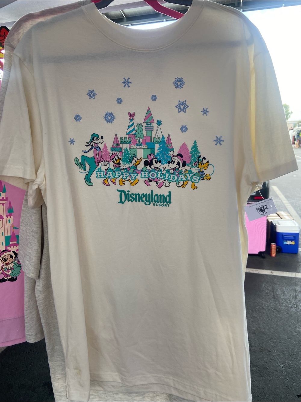 Disney Cream Short-Sleeve Tee with Pastel Holiday Castle Graphic